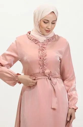 فستان كتان لامع  81863-03 سلموني 81863-03