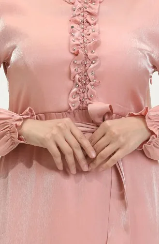 فستان كتان لامع  81863-03 سلموني 81863-03