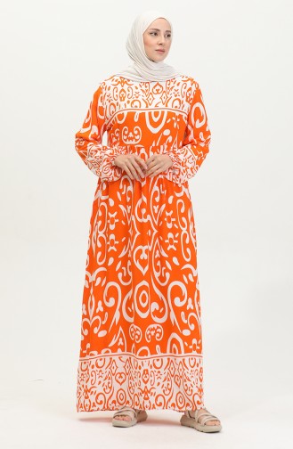 Patterned Viscose Dress 81862-01 Orange 81862-01