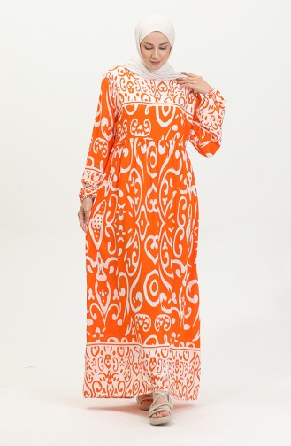 Patterned Viscose Dress 81862-01 Orange 81862-01