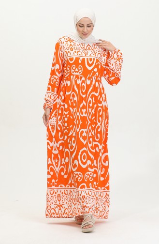 Robe Viscose à Motifs 81862-01 Orange 81862-01