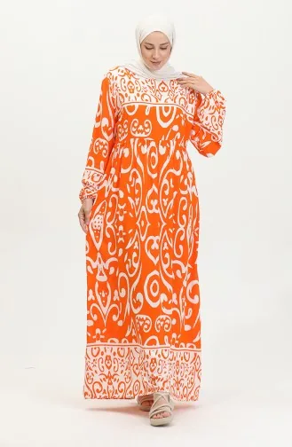 Robe Viscose à Motifs 81862-01 Orange 81862-01