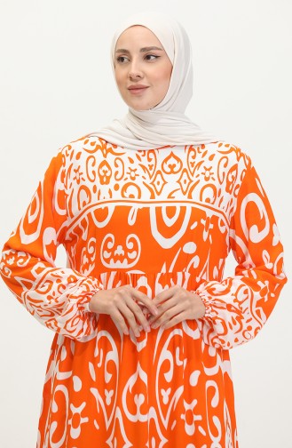 Patterned Viscose Dress 81862-01 Orange 81862-01