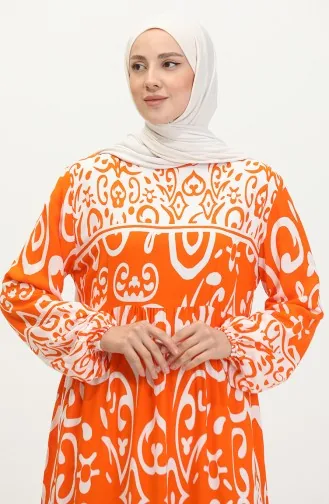 Robe Viscose à Motifs 81862-01 Orange 81862-01