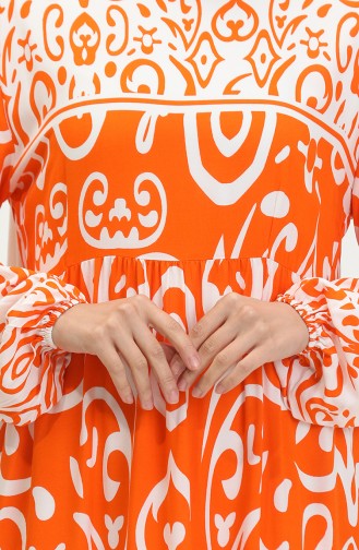 Patterned Viscose Dress 81862-01 Orange 81862-01