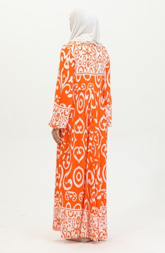 Patterned Viscose Dress 81862-01 Orange 81862-01
