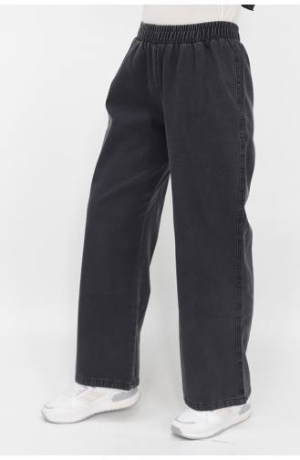 Pantalon Palazzo Taille Elastique En Denim 7002-02 Gris 7002-02