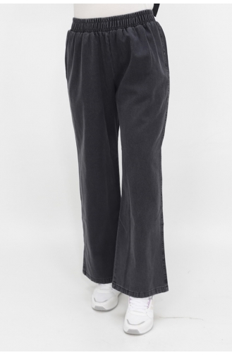 Pantalon Palazzo Taille Elastique En Denim 7002-02 Gris 7002-02