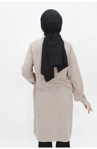 Crystal Fabric Large Size Hijab Tunic With Stone Collar 2416-03 Stone 2416-03