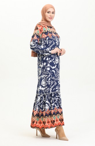 Alisa Viscose-jurk Met Ruches En Riem 4599E-02 Indigo 4599E-02