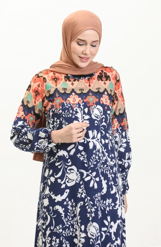 Alisa Viscose-jurk Met Ruches En Riem 4599E-02 Indigo 4599E-02