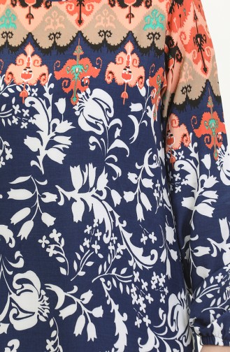 Alisa Viscose-jurk Met Ruches En Riem 4599E-02 Indigo 4599E-02
