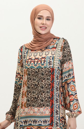 Alisa Volant-Viskosekleid Mit Gürtel 4599M-01 Beige Fliese 4599M-01