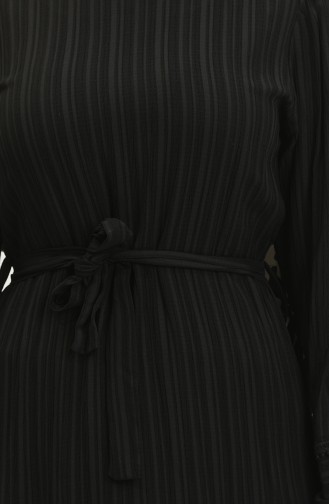 Dantel Detaylı Büyük Beden Elbise Siyah 7835