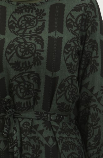 Alisa Robe Evasée En Viscose à Ceinture 4599-03 Vert 4599-03