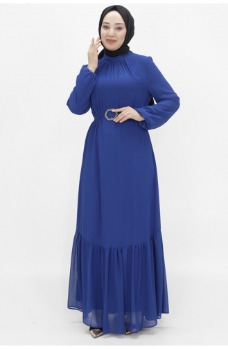 Hijab-Abendkleid Aus Chiffonstoff Mit Ballonärmeln 2419-04 Saks 2419-04