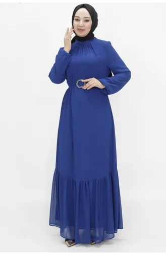 Hijab-Abendkleid Aus Chiffonstoff Mit Ballonärmeln 2419-04 Saks 2419-04