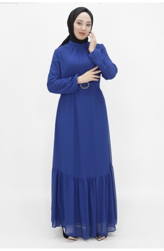 Hijab-Abendkleid Aus Chiffonstoff Mit Ballonärmeln 2419-04 Saks 2419-04