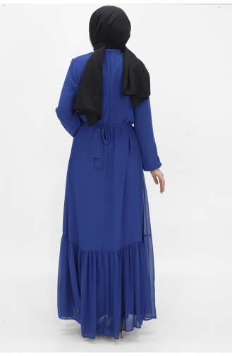 Hijab-Abendkleid Aus Chiffonstoff Mit Ballonärmeln 2419-04 Saks 2419-04