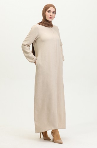 Abaya Avec Poches 24017-03 Beige 24017-03