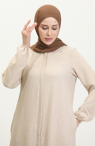 Abaya Avec Poches 24017-03 Beige 24017-03