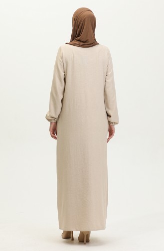 Abaya Avec Poches 24017-03 Beige 24017-03