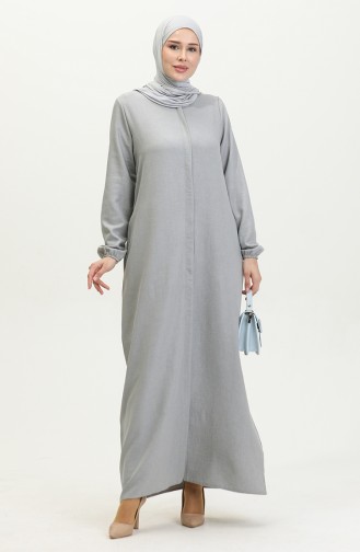 Abaya Avec Poches 24017-04 Gris 24017-04