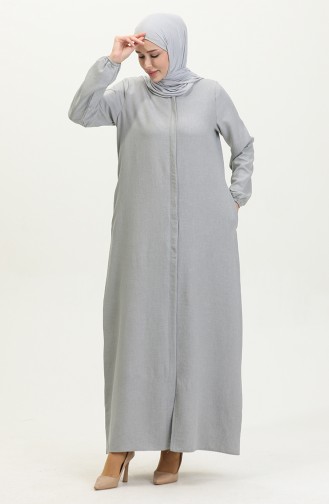 Abaya Avec Poches 24017-04 Gris 24017-04