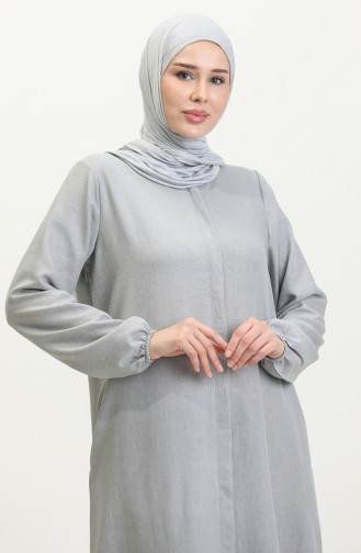 Abaya Avec Poches 24017-04 Gris 24017-04