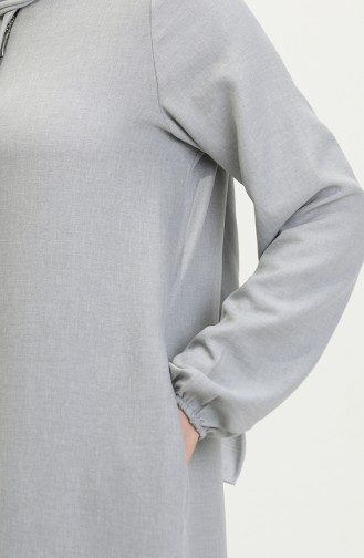 Abaya Avec Poches 24017-04 Gris 24017-04