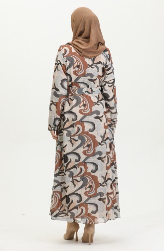 Plus-Size-Plisseekleid Braun 7824 1194