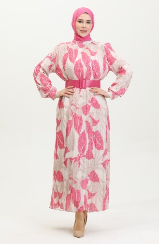 Robe Plissée Grande Taille Rose 7686 1185