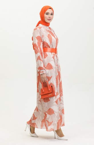 Robe Plissée Grande Taille Orange 7686 1184