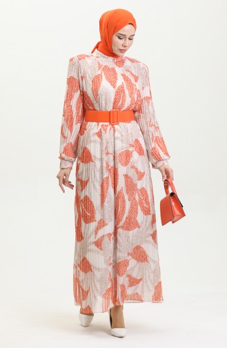 Robe Plissée Grande Taille Orange 7686 1184