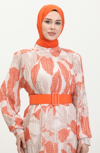 Robe Plissée Grande Taille Orange 7686 1184