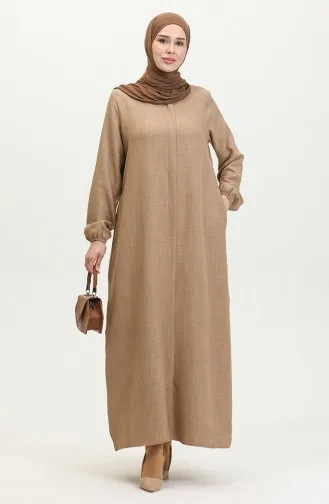 Pocketed Abaya 24017-02 Mink 24017-02