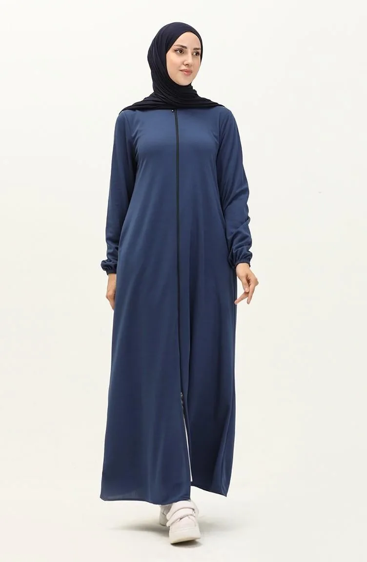 7003Sgs Abaya Zippée Bleu Marine 17051
