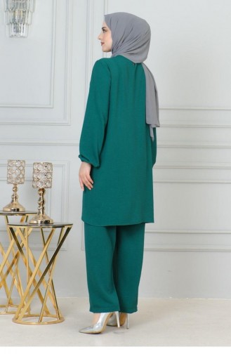 0070Mp Sequin Detailed Hijab Suit Green 17058