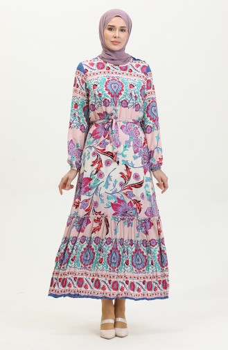 Alisa Volantkleid Aus Viskose Mit Gürtel 4599H-02 Powder Saks 4599H-02
