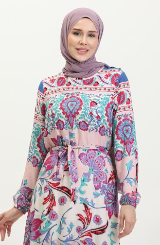 Alisa Volantkleid Aus Viskose Mit Gürtel 4599H-02 Powder Saks 4599H-02