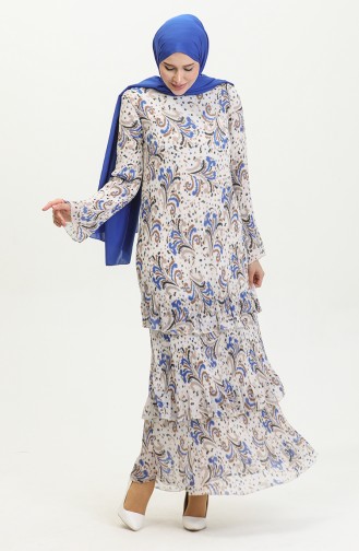Plissee-Lagenkleid Blau 7828 1132