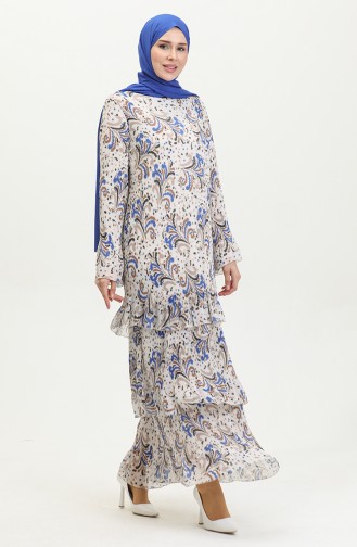 Plissee-Lagenkleid Blau 7828 1132