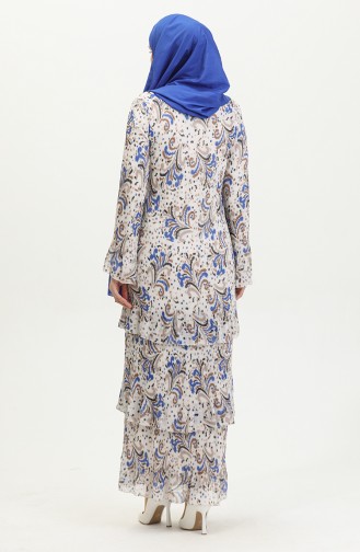 Plissee-Lagenkleid Blau 7828 1132