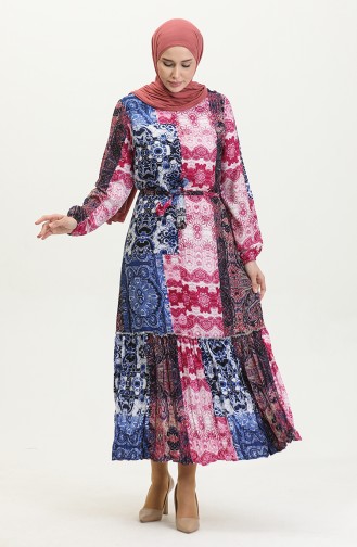 Alisa Volant-Viskosekleid Mit Gürtel 4599G-01 Saks Plum 4599G-01