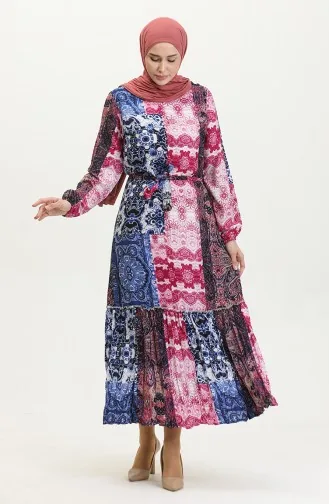 Alisa Volant-Viskosekleid Mit Gürtel 4599G-01 Saks Plum 4599G-01