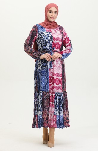 Alisa Volant-Viskosekleid Mit Gürtel 4599G-01 Saks Plum 4599G-01