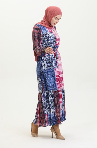 Alisa Volant-Viskosekleid Mit Gürtel 4599G-01 Saks Plum 4599G-01