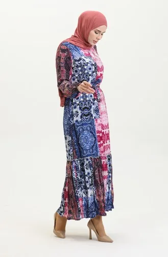 Alisa Volant-Viskosekleid Mit Gürtel 4599G-01 Saks Plum 4599G-01