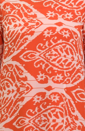 Plus Size Patterned Dress Orange 7820 1148