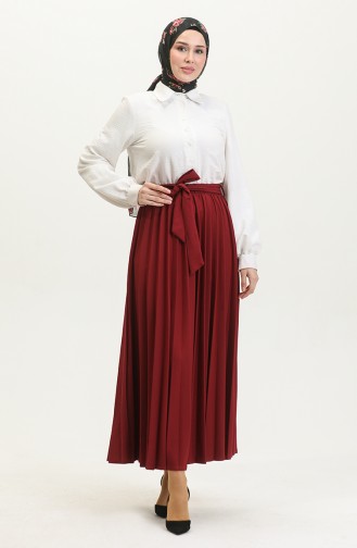 Riem Gedetailleerde Geplooide Hijabrok Brc1505 1505-03 Claret Red 1505-03